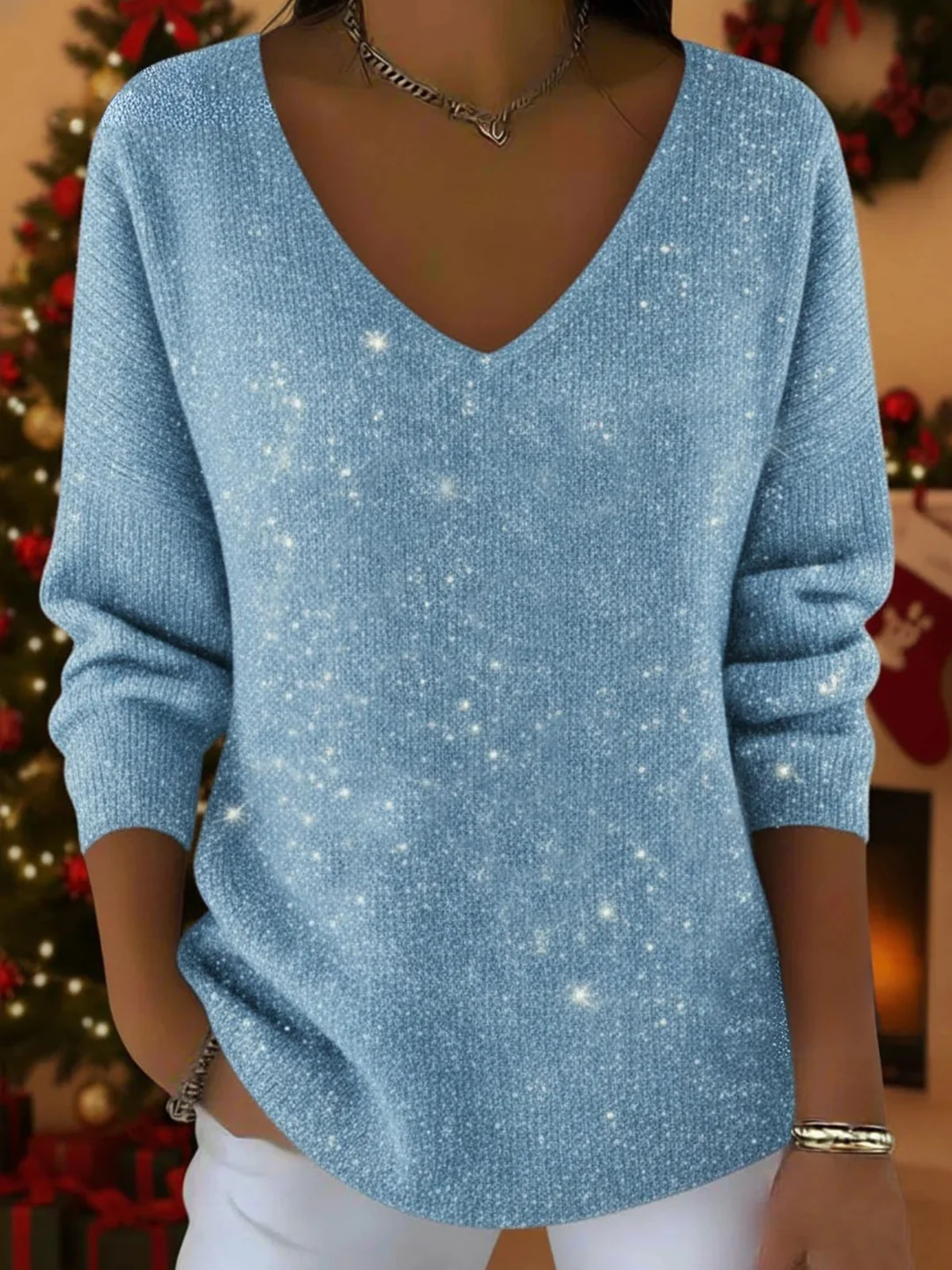 Falyn - Elegante Maglione Scintillante Con Scollo a V - Image 7