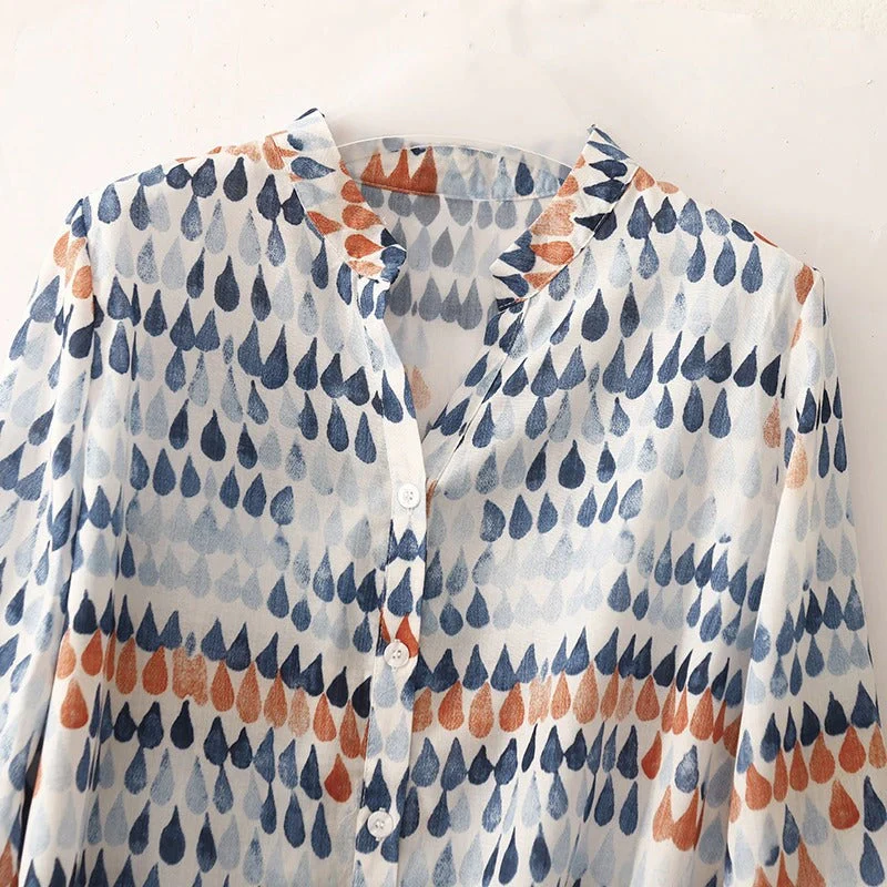 Fawna - Blusa Casuale Con Scollo a V e Chiffon Stampato - Image 2