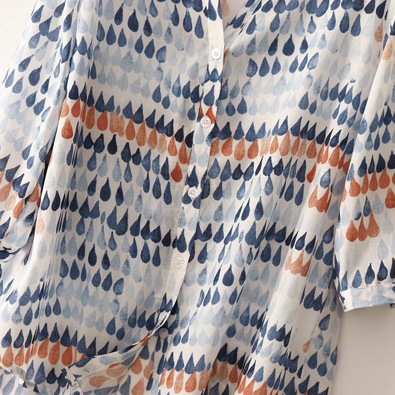 Fawna - Blusa Casuale Con Scollo a V e Chiffon Stampato - Image 3