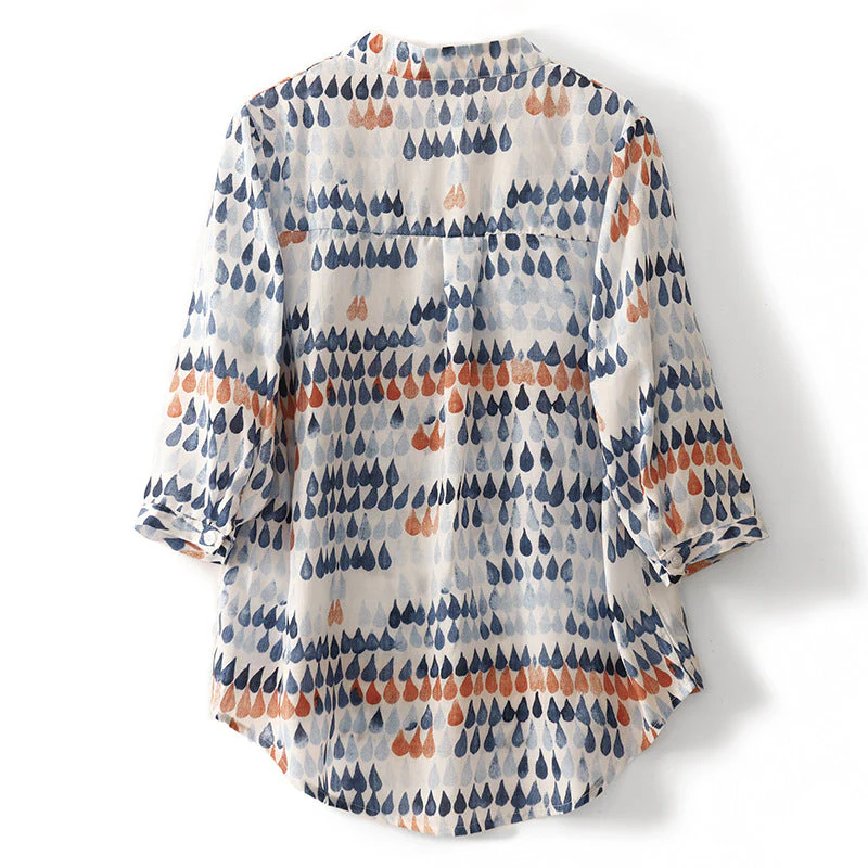 Fawna - Blusa Casuale Con Scollo a V e Chiffon Stampato - Image 4