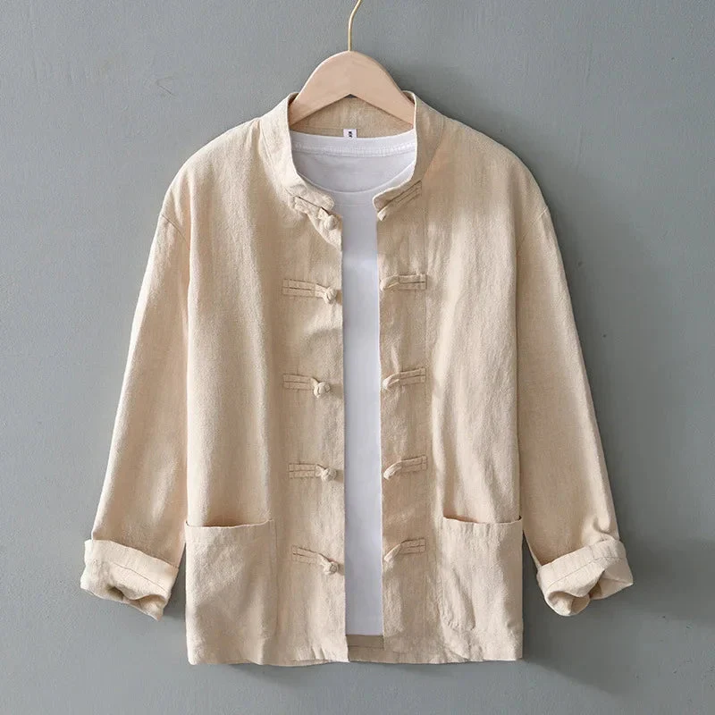 Ffinian - Camicia Mandarina in Cotone E Lino - Image 3
