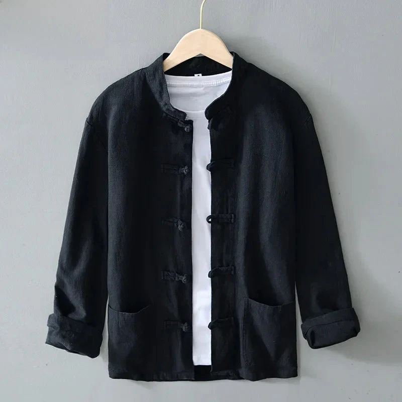 Ffinian - Camicia Mandarina in Cotone E Lino - Image 5