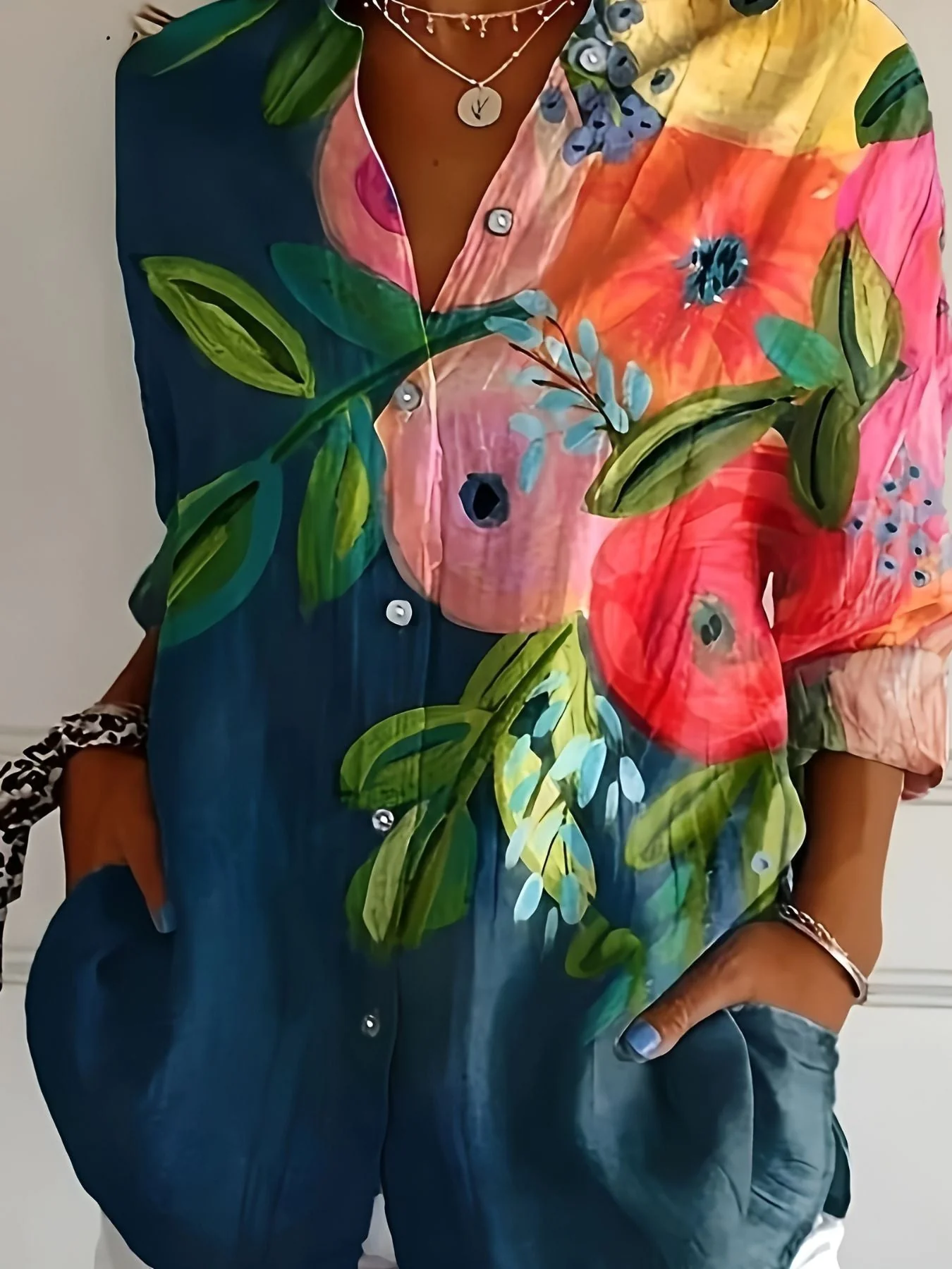 Fioralba - Camicia a Maniche Lunghe Con Stampa Floreale - Image 2