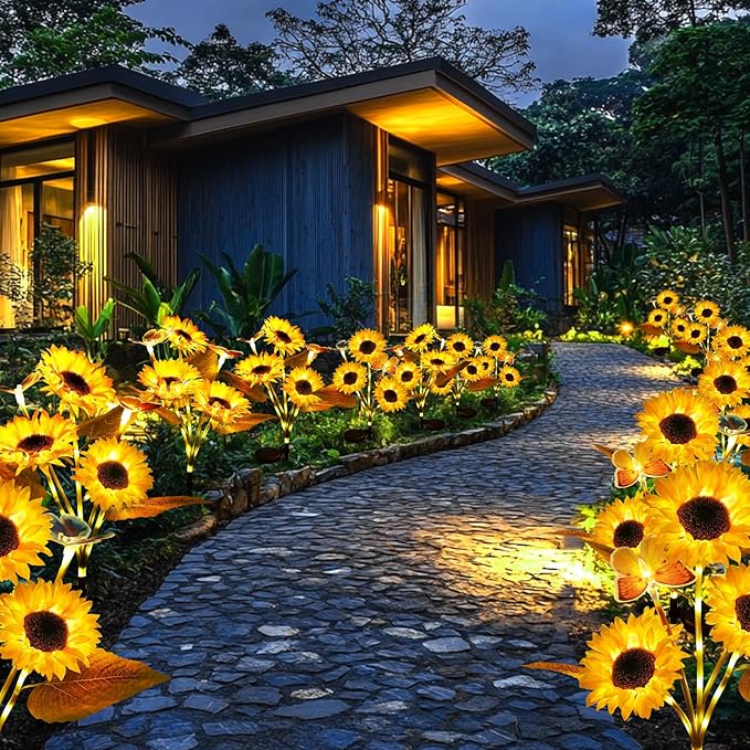 FloralGlow - Solare LED Girasole Giardino Luci - Image 2