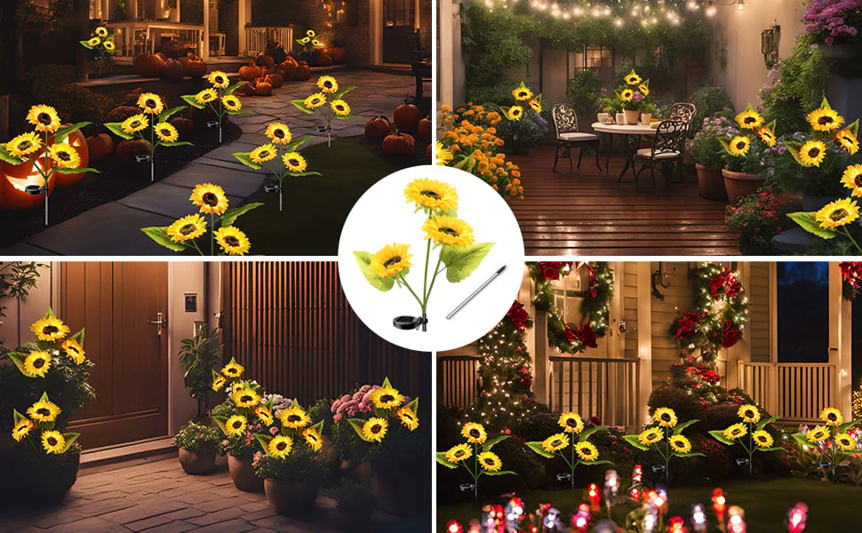 FloralGlow - Solare LED Girasole Giardino Luci - Image 6