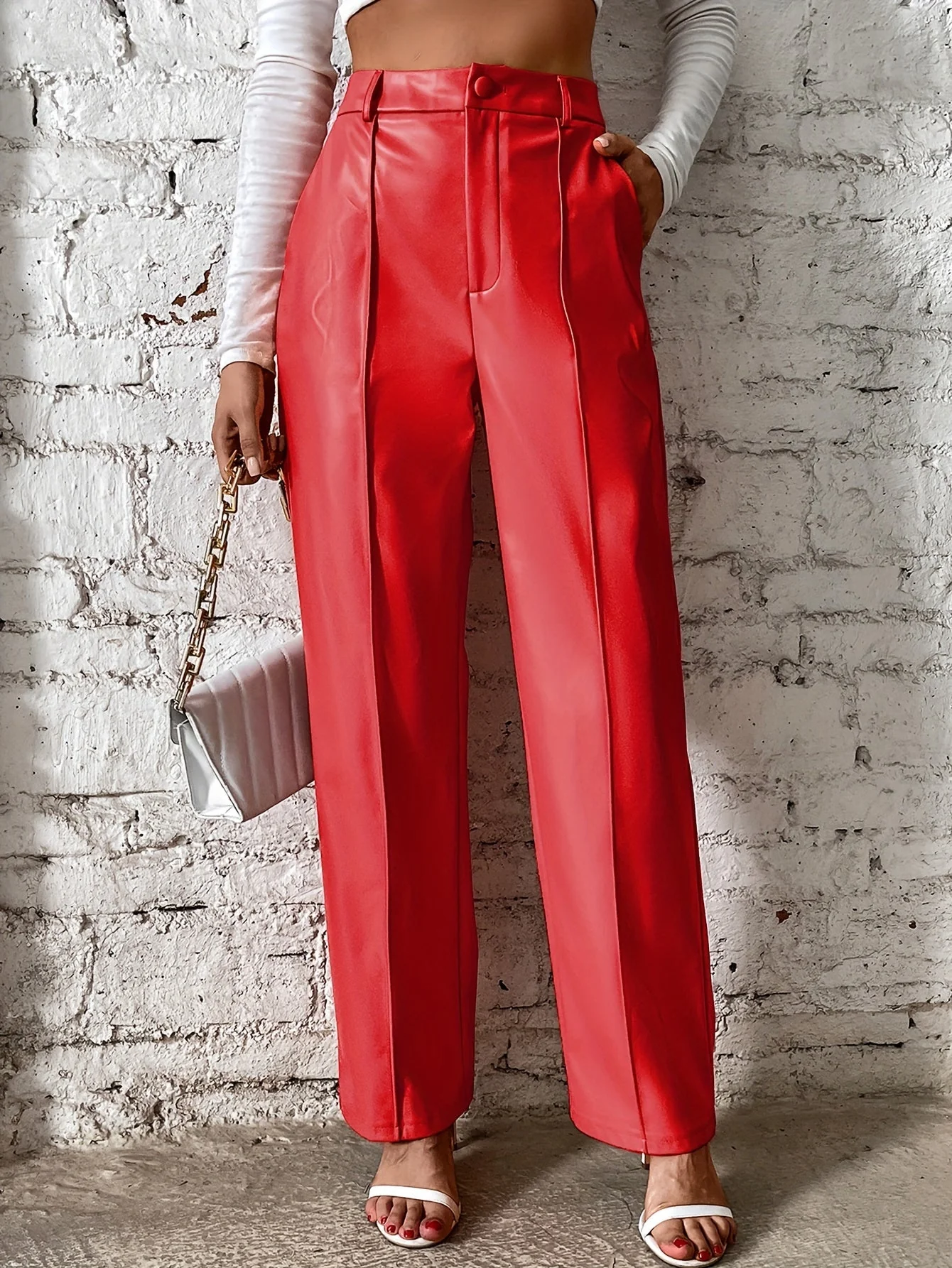 Francine - Pantaloni Lunghi Lässig Con Cuciture Dekorativ - Image 3