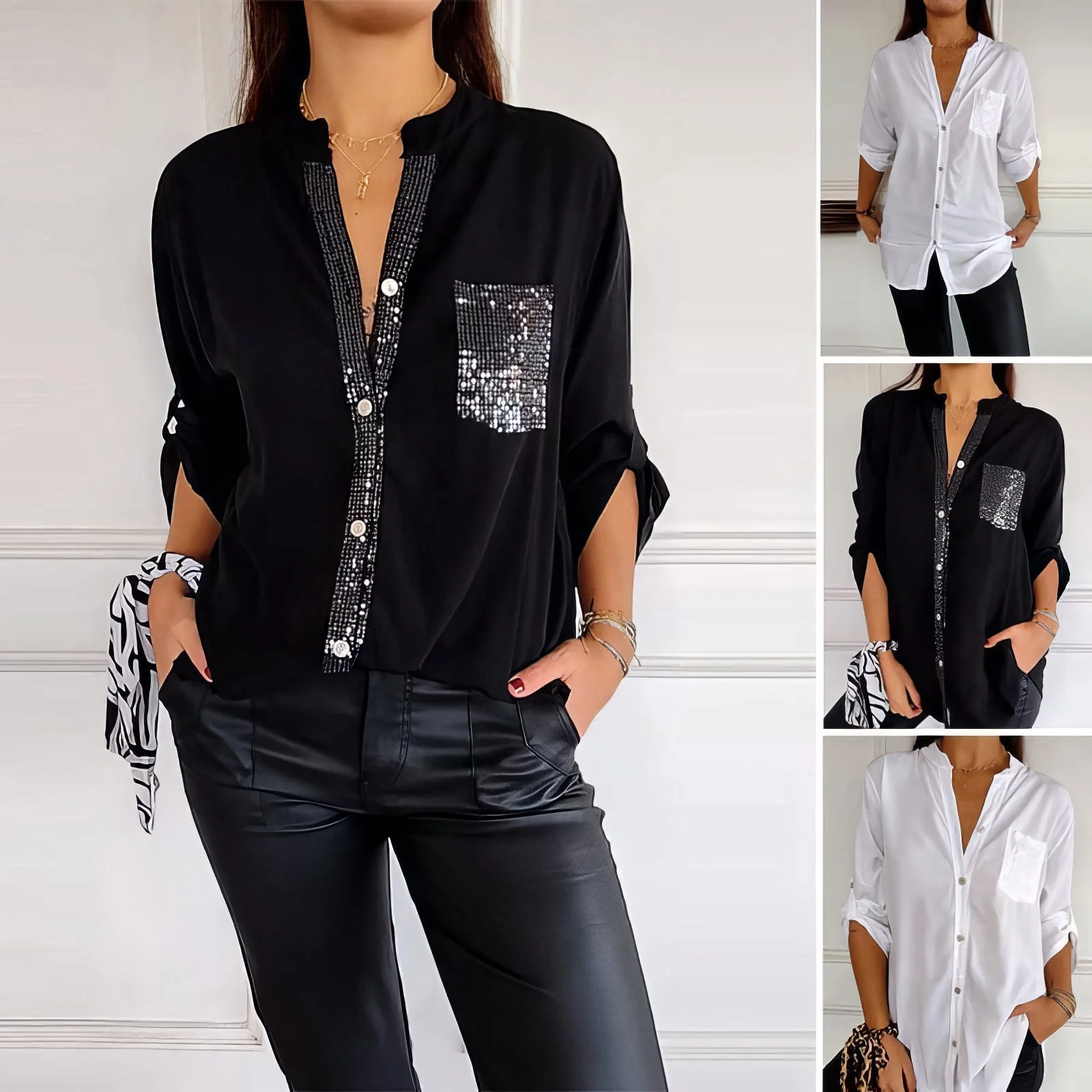 Franzina - Camicia Casual con Tasca Frontale Aperta e Bottoni - Image 10