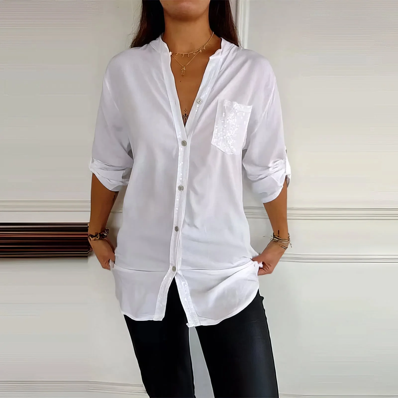 Franzina - Camicia Casual con Tasca Frontale Aperta e Bottoni - Image 3