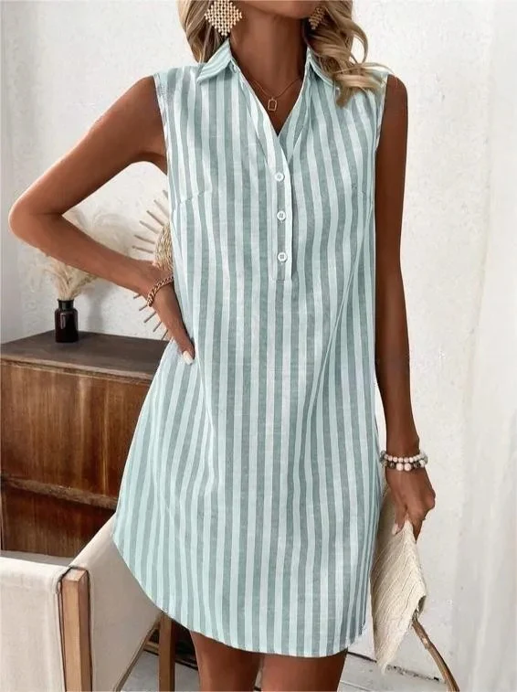 Frenzi - Abito a Camicia a Righe - Image 3