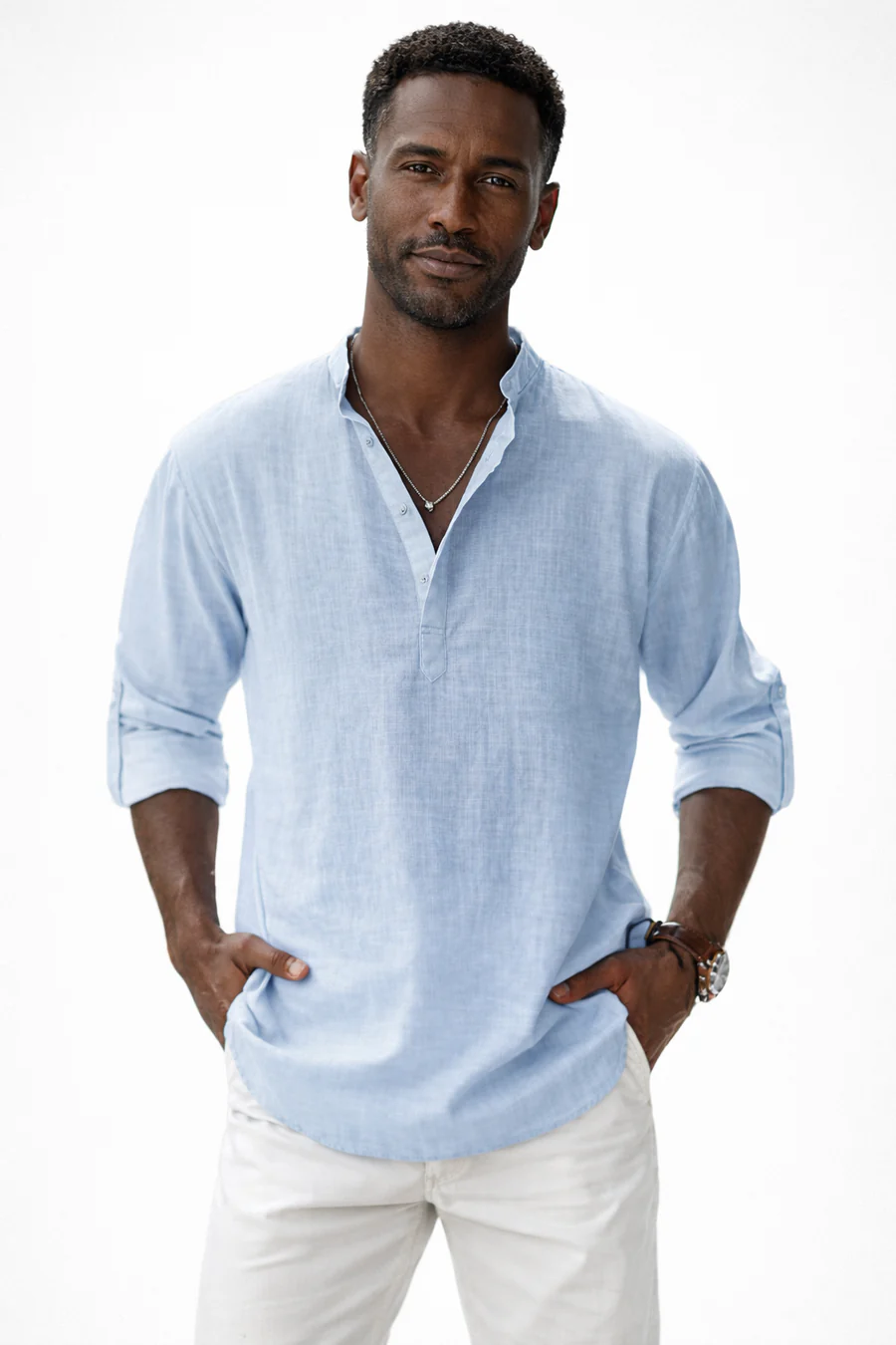 Galeazzo - Camicia In Cotone e Lino a Maniche Lunghe - Image 8