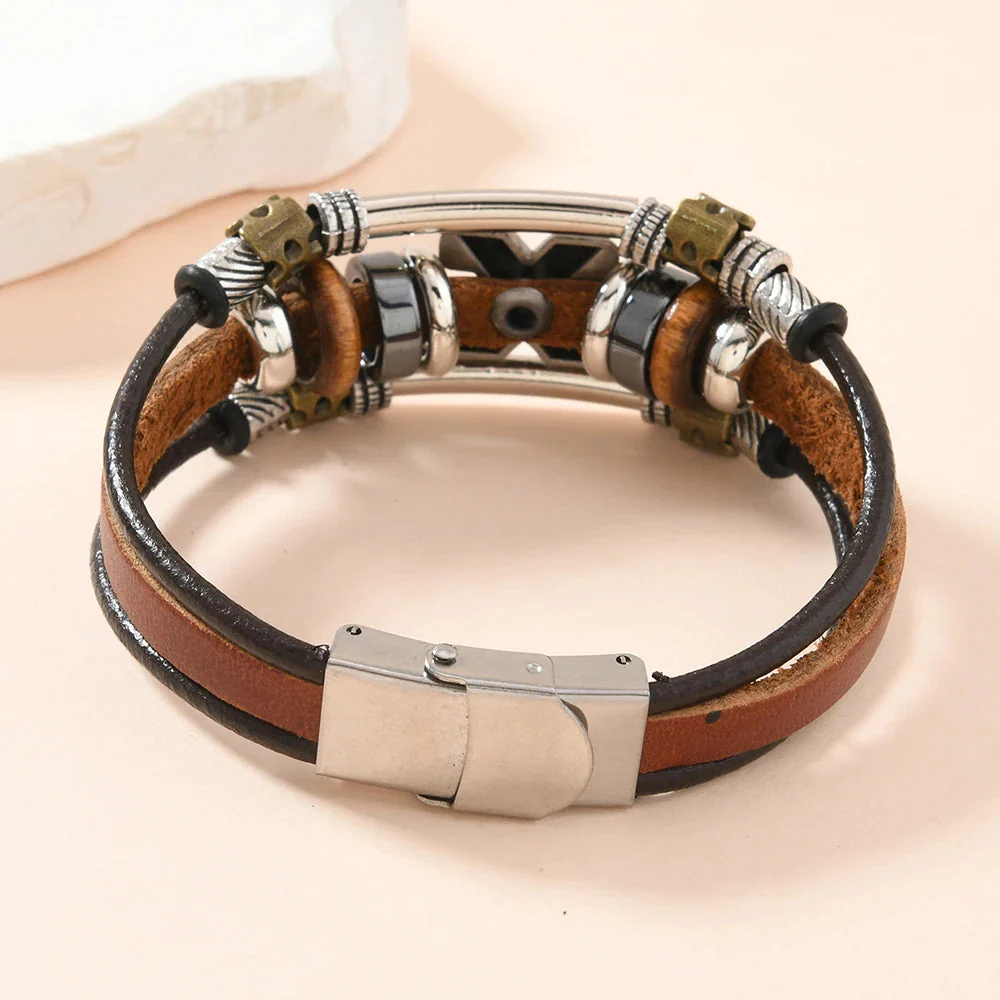 Garland - Bracciale a Polsino in Pelle a Strati con Croci - Image 3
