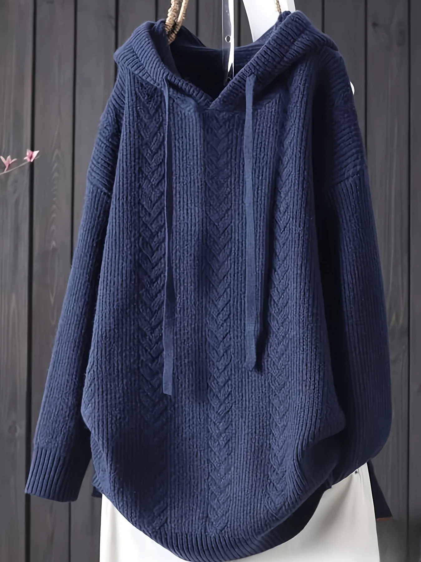 Genivee - Felpa Con Cappuccio Casual a Maniche Lunghe In Maglia - Image 2