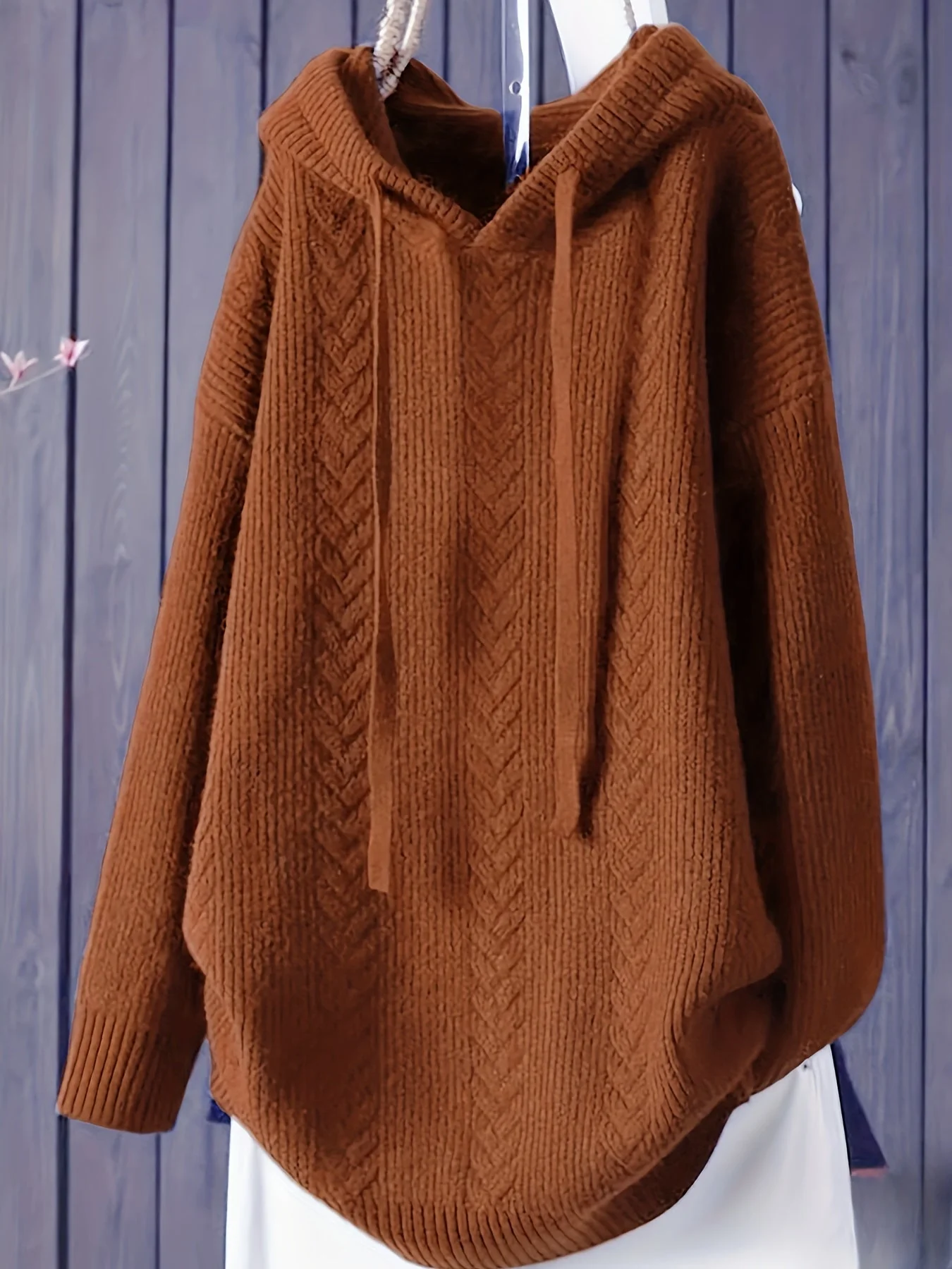 Genivee - Felpa Con Cappuccio Casual a Maniche Lunghe In Maglia - Image 8