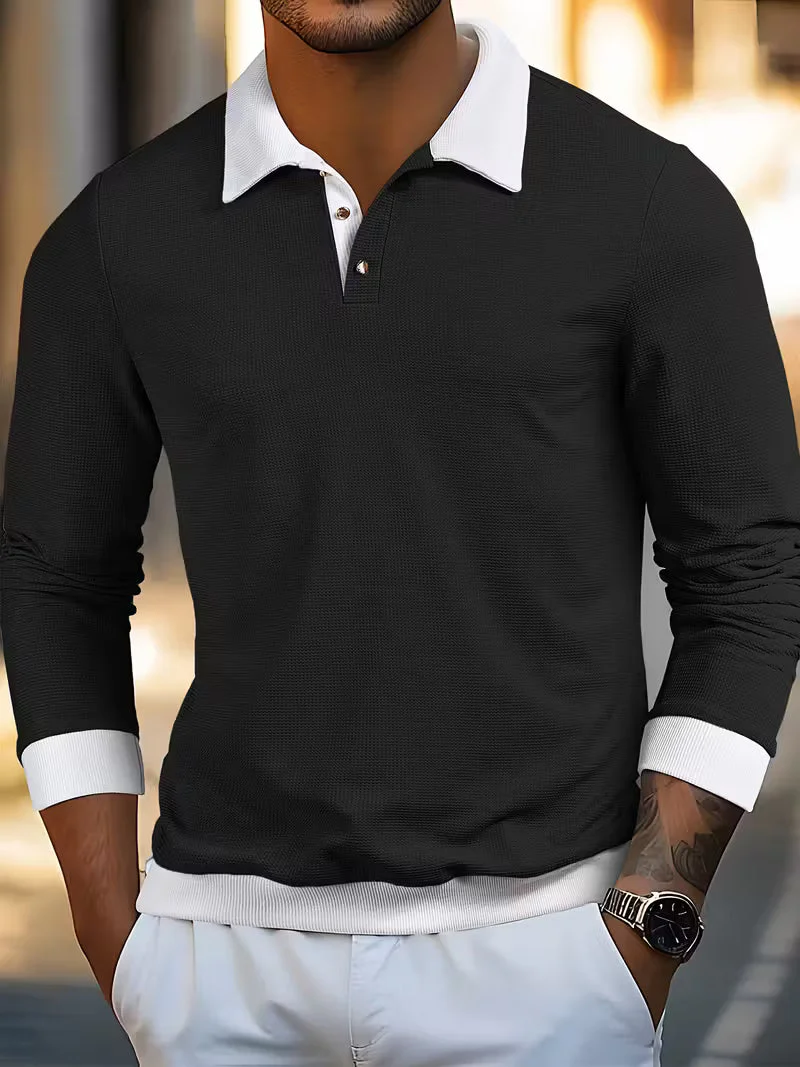 Gennady - Camicia In Maglia Waffle Testurizzata Con Colletto a Contrasto - Image 2