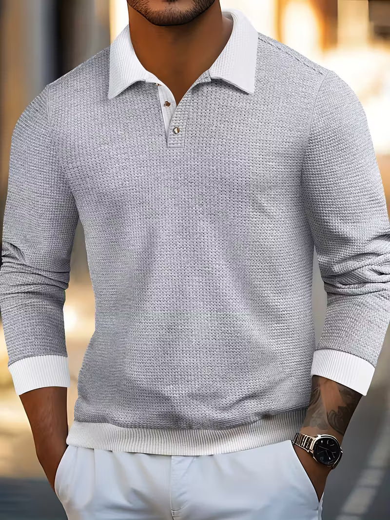 Gennady - Camicia In Maglia Waffle Testurizzata Con Colletto a Contrasto - Image 3