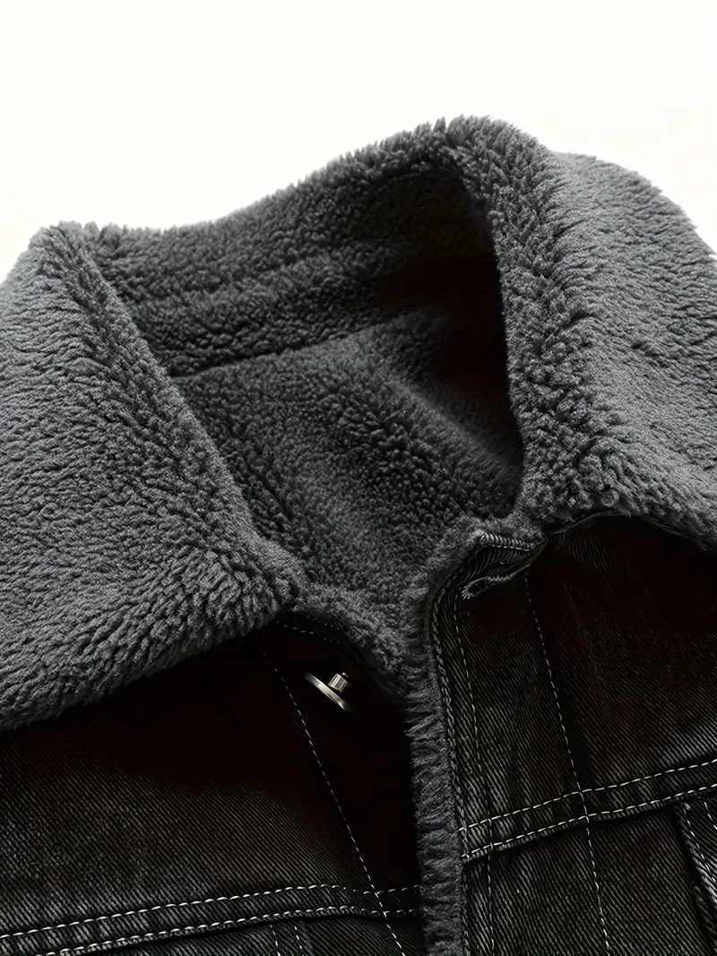 Geoffroy - Giacca In Denim Vintage Con Fodera In Pile - Image 7