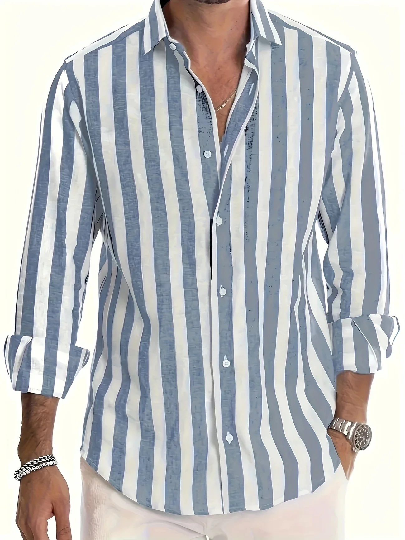 George - Elegante Camicia a Maniche Lunghe a Righe - Image 2