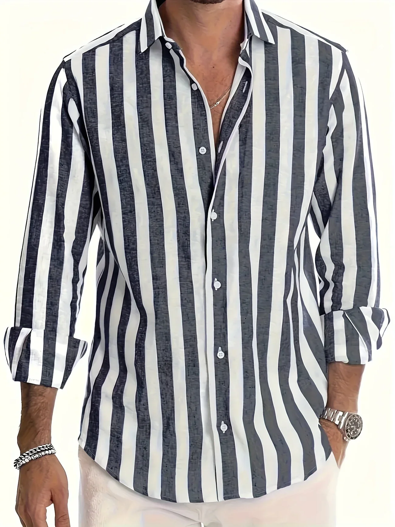 George - Elegante Camicia a Maniche Lunghe a Righe - Image 3