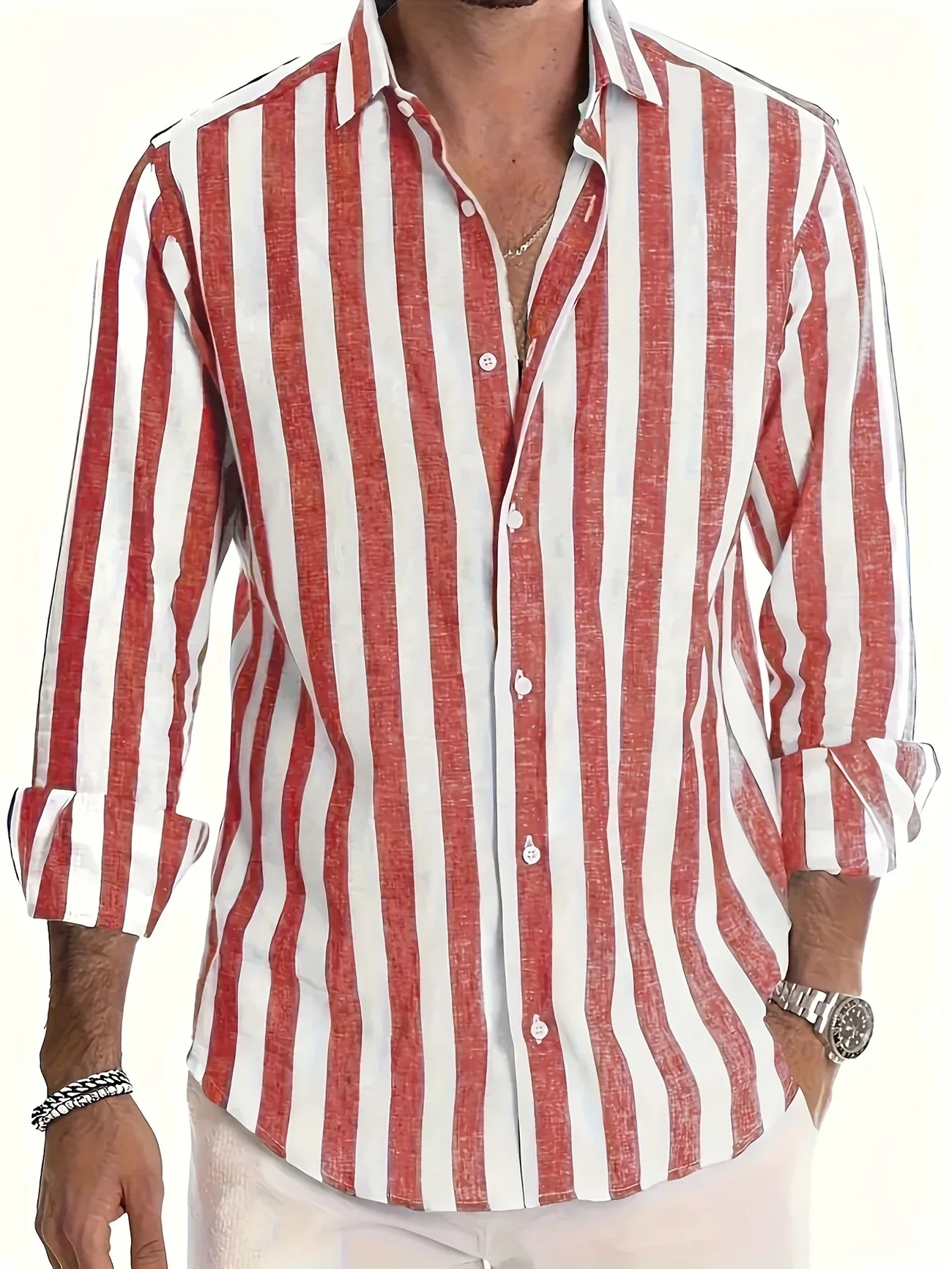 George - Elegante Camicia a Maniche Lunghe a Righe - Image 4