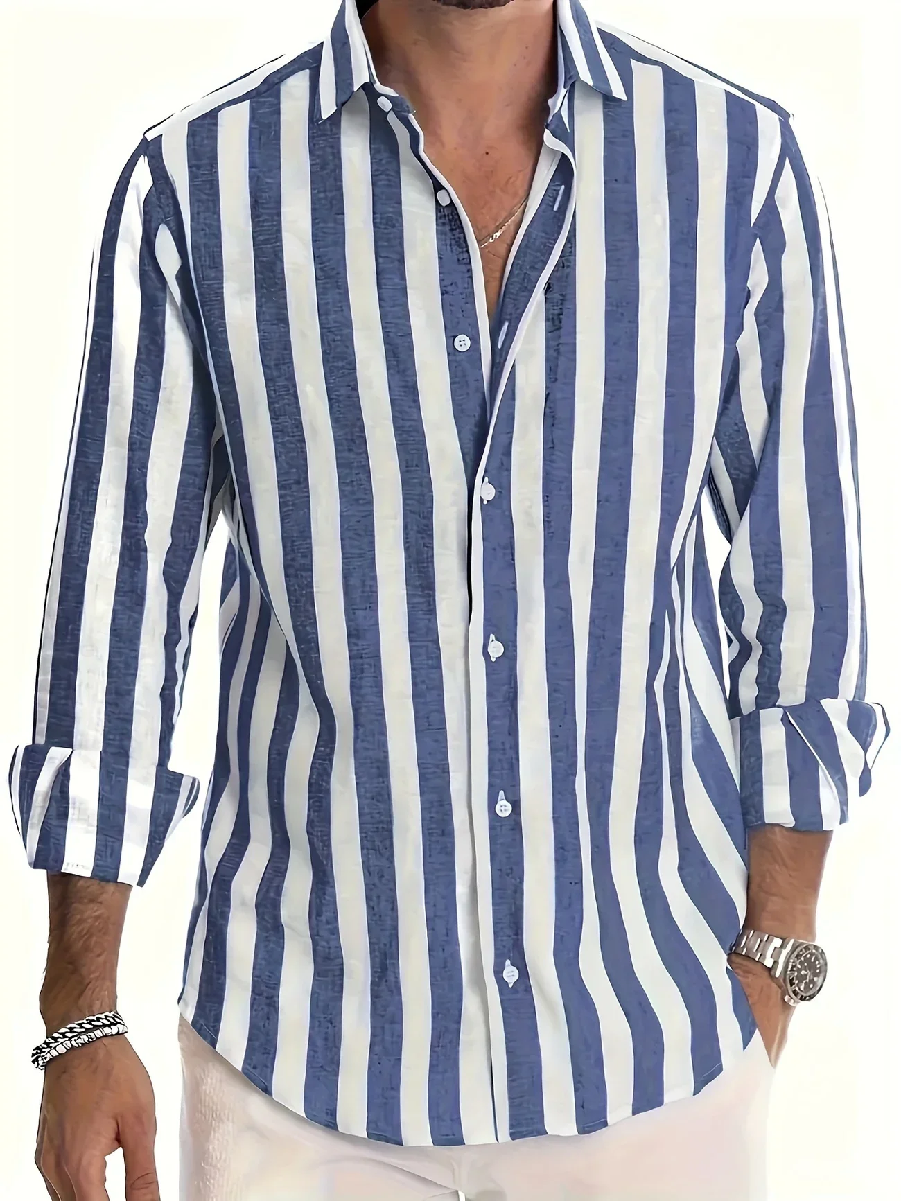 George - Elegante Camicia a Maniche Lunghe a Righe - Image 5