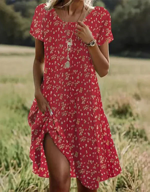 Giovana - Elegante Abito Midi a Maniche Corte - Image 10