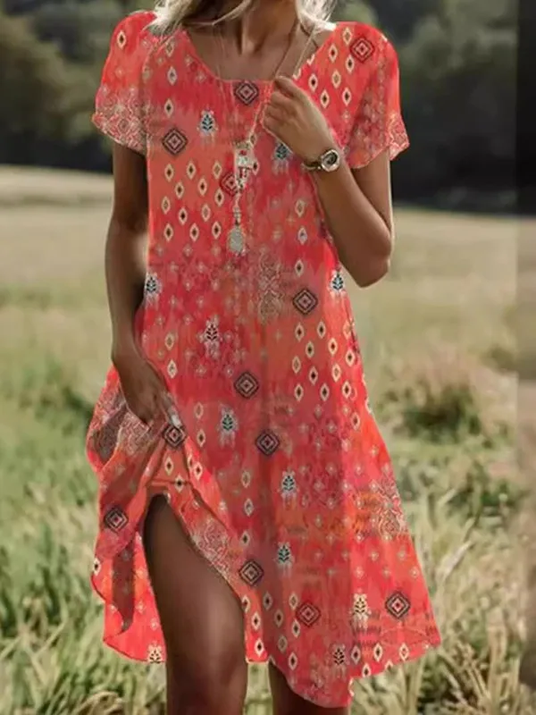 Giovana - Elegante Abito Midi a Maniche Corte - Image 11