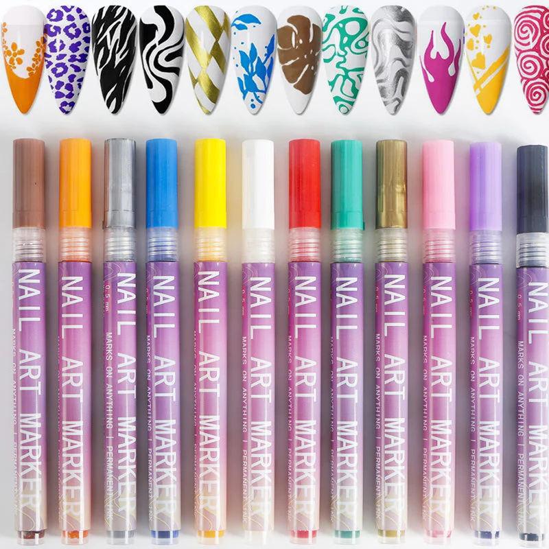 GlamSketch - Set Di Penne Per Nail Art In 12 Colori