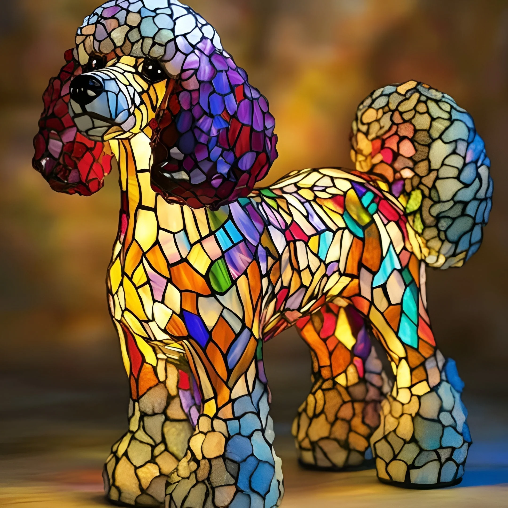 GlowPoodle - Lampada Magica In Vetro Colorato a Forma Di Barboncino