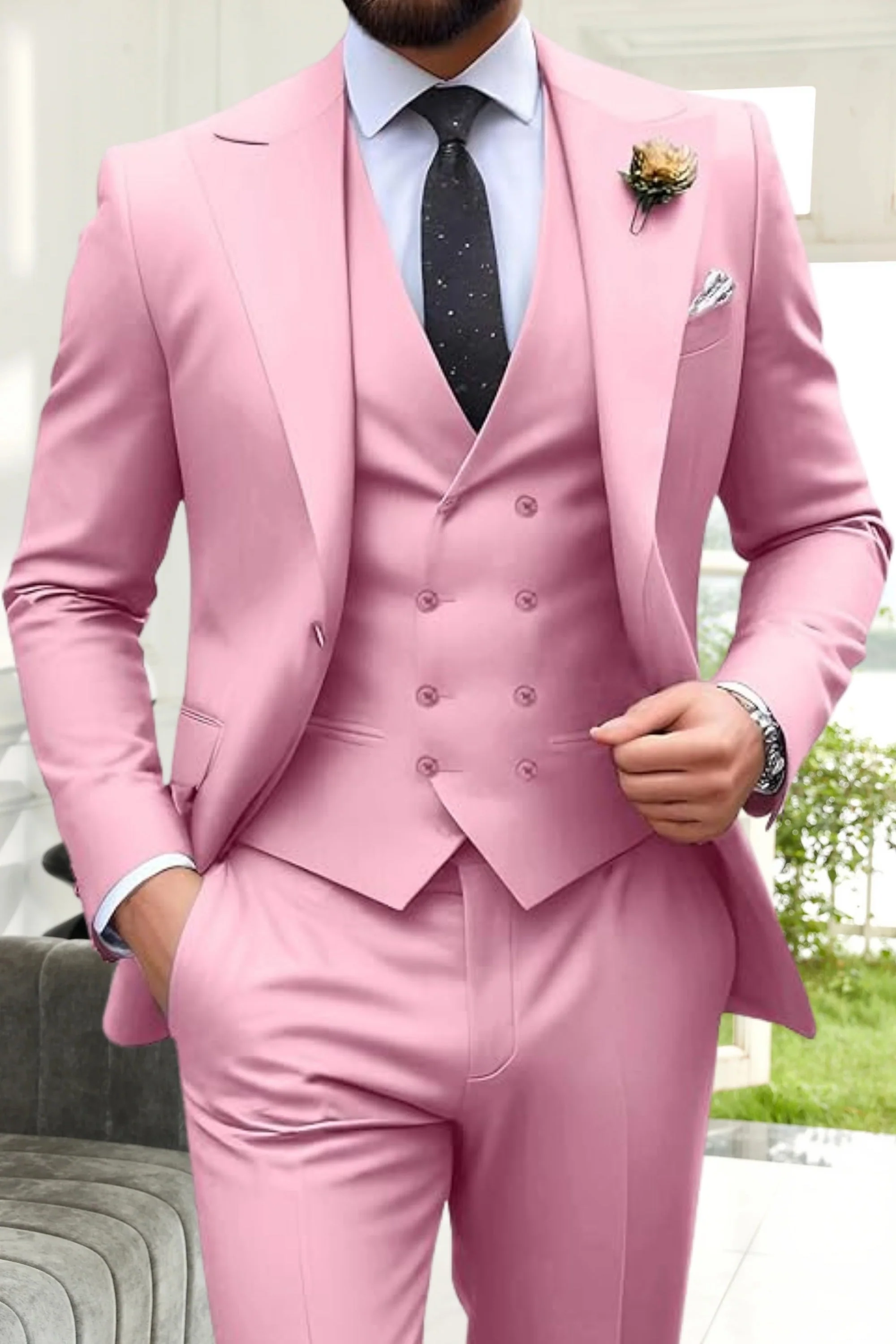 Gremist - Abiti a Tre Pezzi Slim Fit Con Revers a Lancia - Image 12