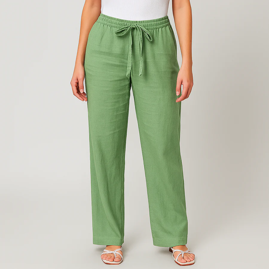 Gwyneth - Eleganti Pantaloni In Lino Con Cintura In Vita - Image 2