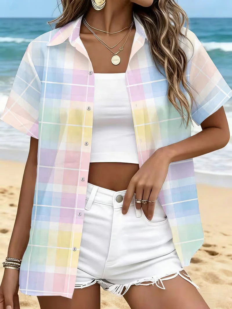 Harrell - Camicia a Maniche Corte con Motivo Scozzese - Image 3