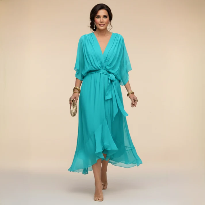 Harshani - Abito in Chiffon Con Scollo a V - Image 5