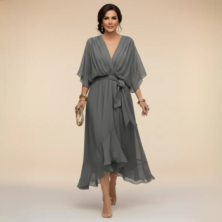 Harshani - Abito in Chiffon Con Scollo a V - Image 6