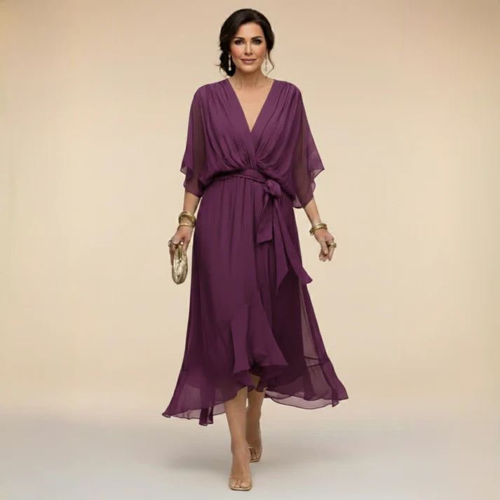 Harshani - Abito in Chiffon Con Scollo a V - Image 8