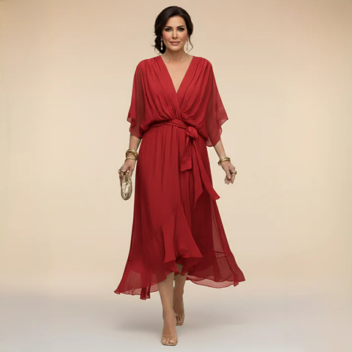 Harshani - Abito in Chiffon Con Scollo a V - Image 9