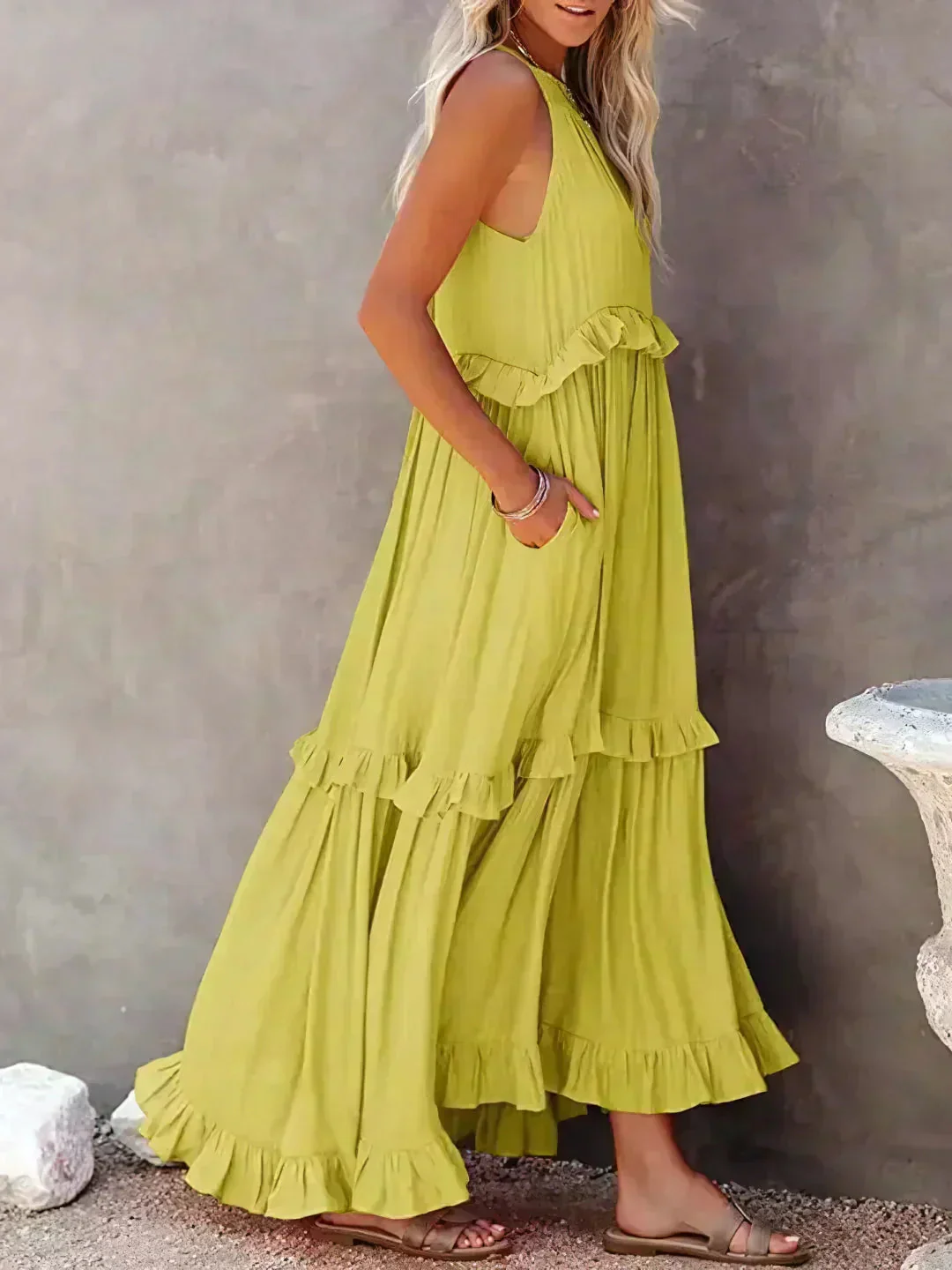 ayley - Elegante Abito Senza Maniche Con Volant - Image 12
