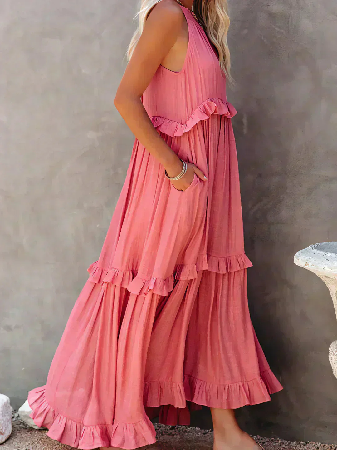 ayley - Elegante Abito Senza Maniche Con Volant - Image 18