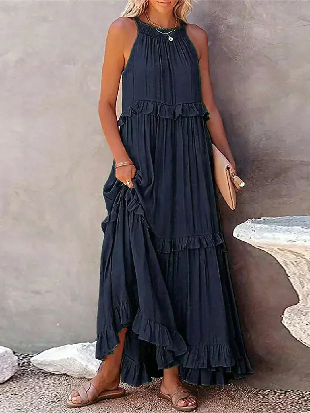 ayley - Elegante Abito Senza Maniche Con Volant - Image 7