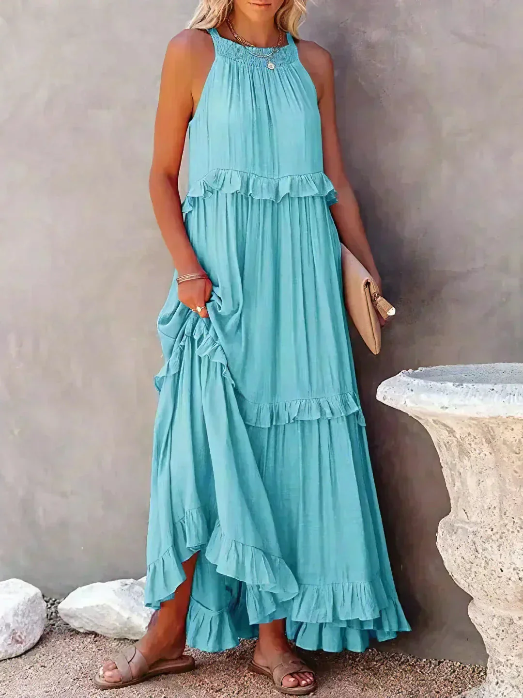 ayley - Elegante Abito Senza Maniche Con Volant - Image 8