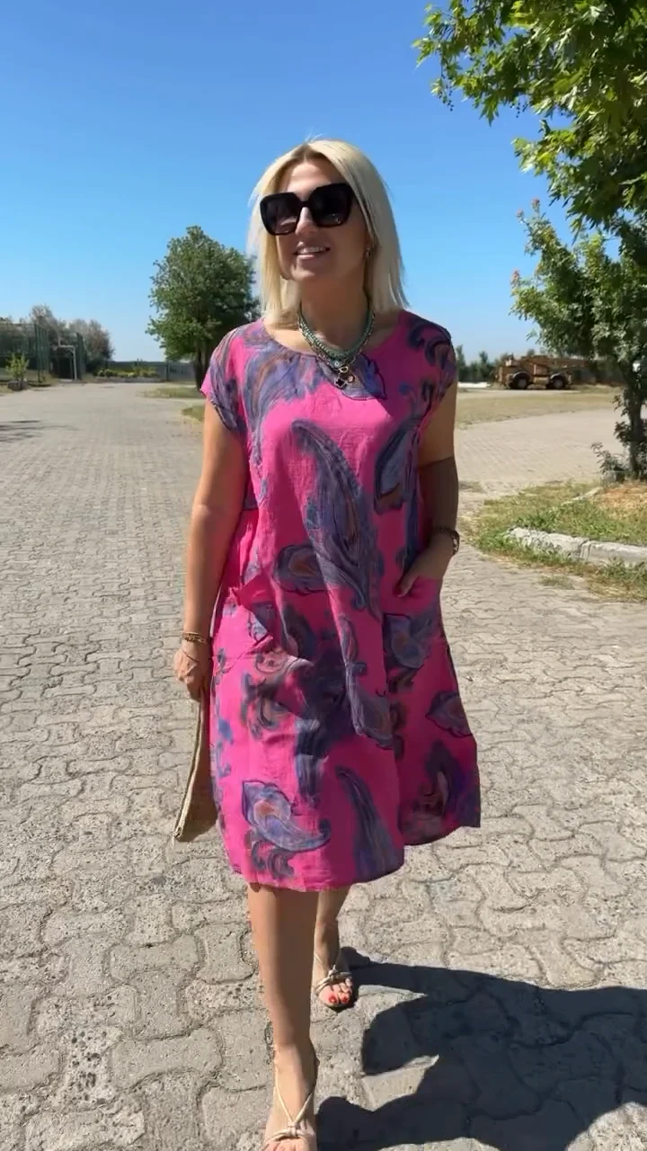 Hazal - Elegante Abito in Cotone Con Stampa