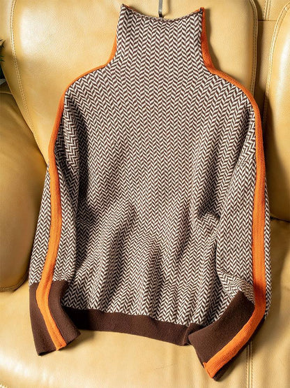 Heidemarie – Maglione a Collo Alto Screziato Con Strisce a Contrasto - Image 5