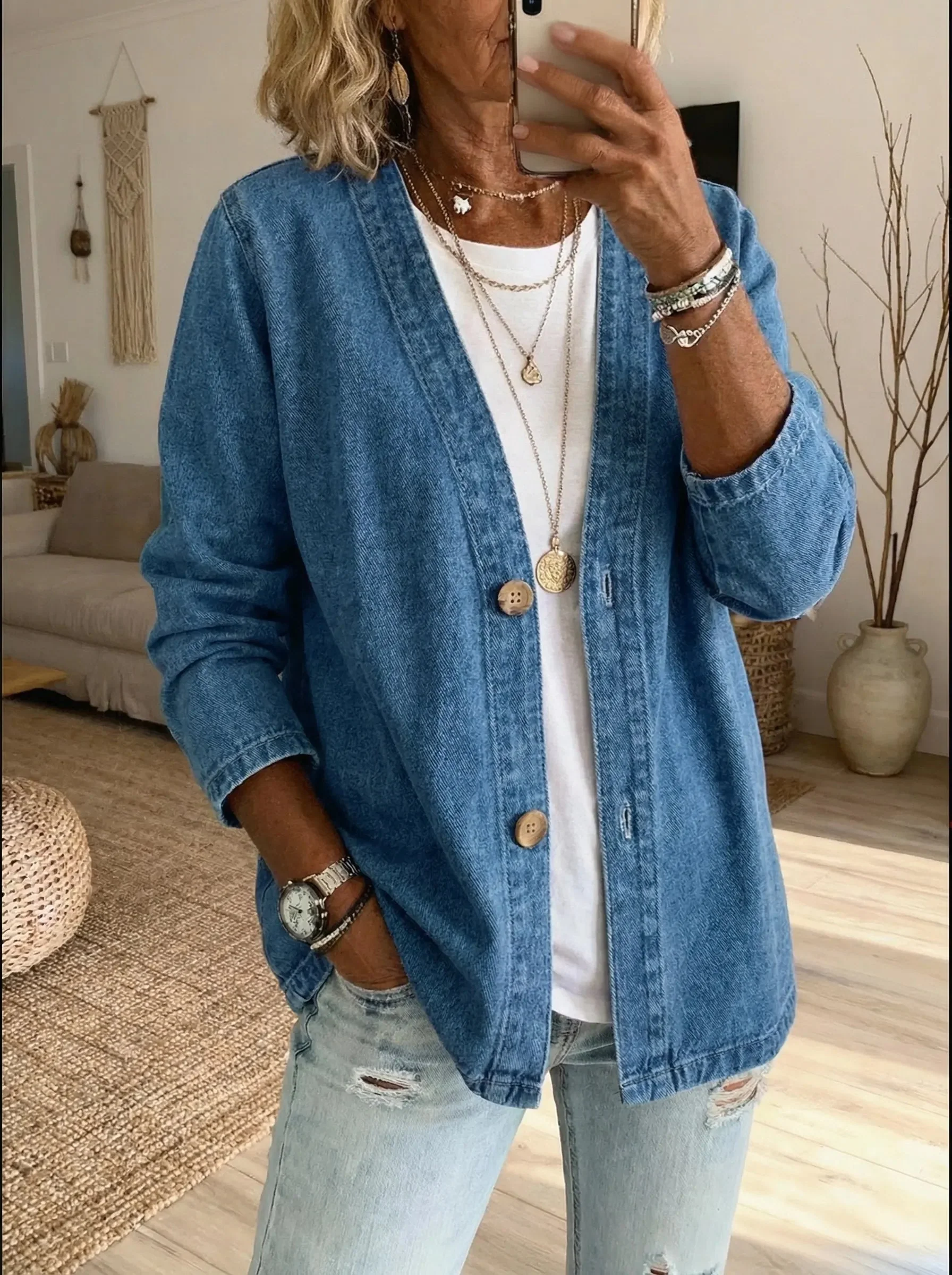 Helama - Giacca Casual in Denim Leggero - Image 2