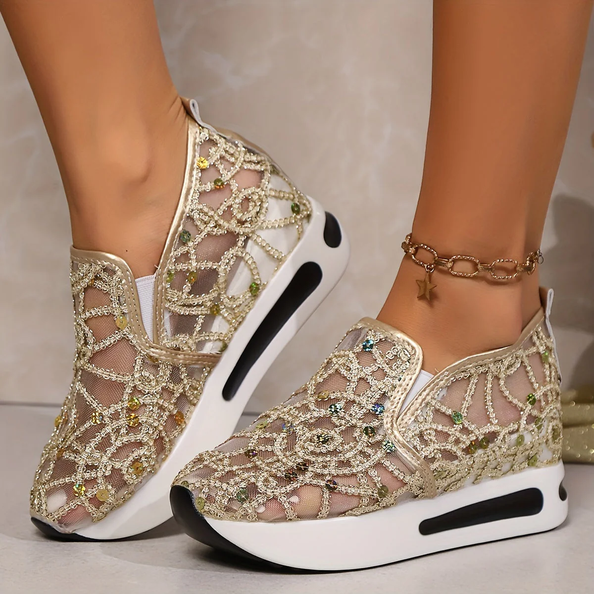 Heleen - Scarpa Sportiva a vita alta con paillettes - Image 2