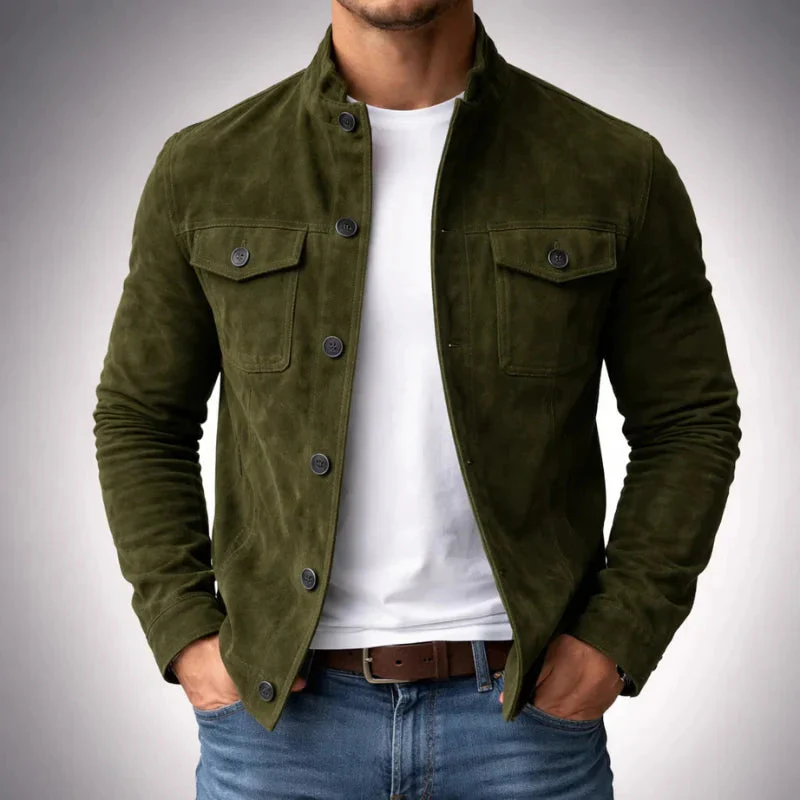 Heriberto - Comoda Giacca In Pelle Scamosciata