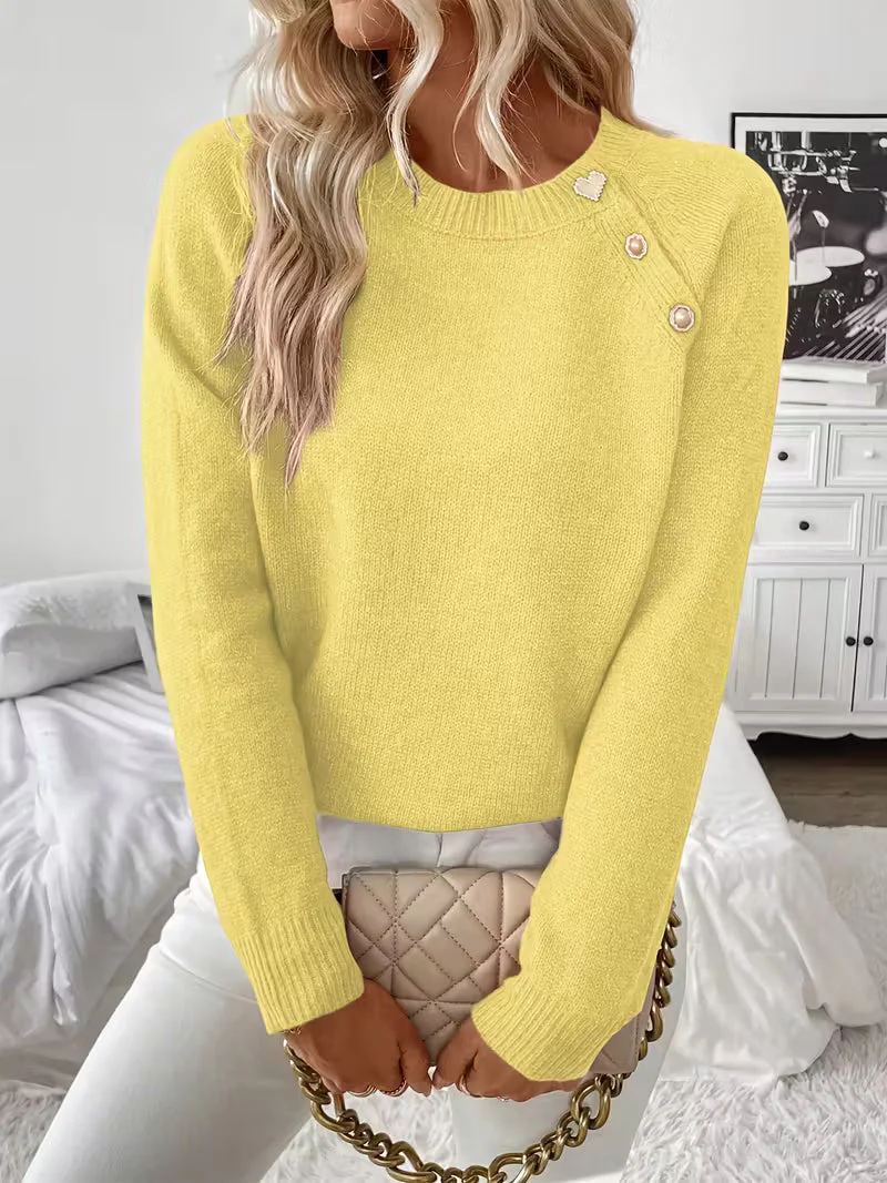 Hilarina - Maglione a Maniche Lunghe Lavorato a Maglia