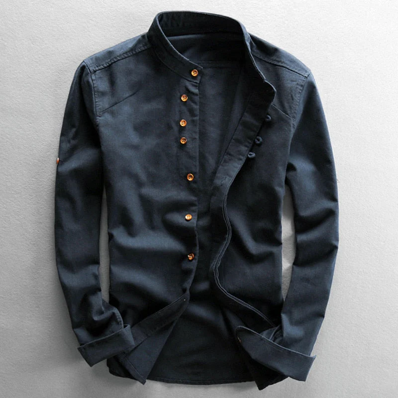 Hrvoje - Camicia Elegante Con Collo Alla Coreana