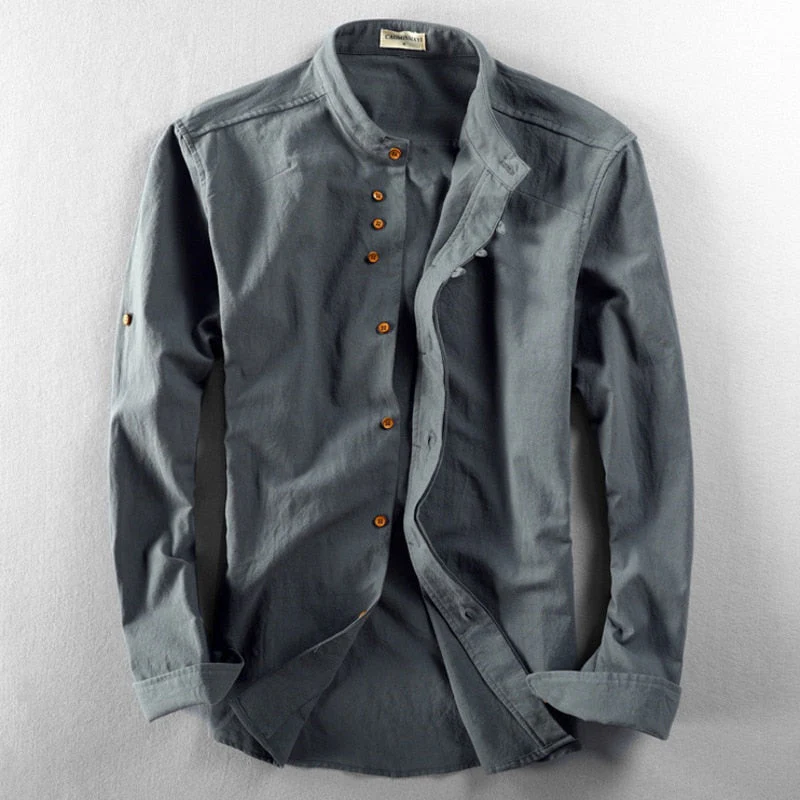 Hrvoje - Camicia Elegante Con Collo Alla Coreana - Image 2