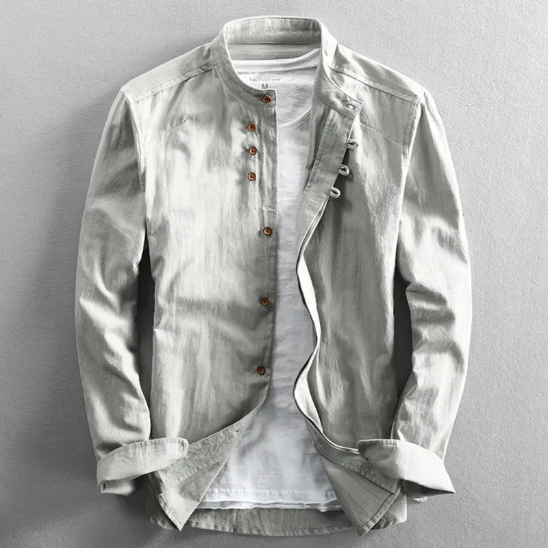 Hrvoje - Camicia Elegante Con Collo Alla Coreana - Image 4
