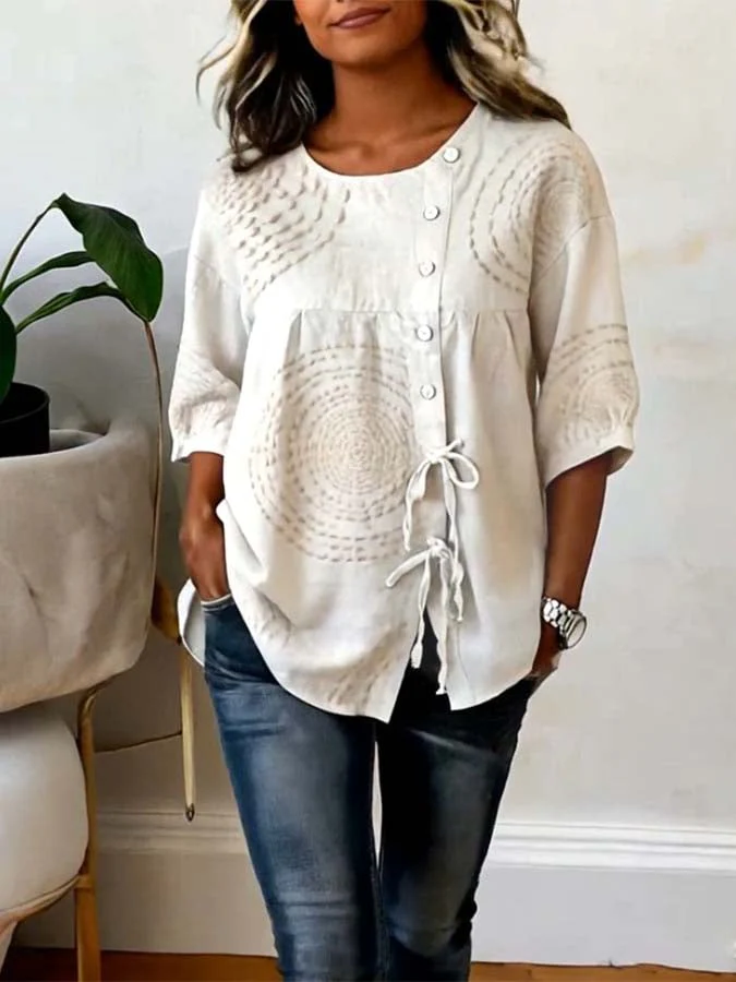 Hydda - Camicetta Ricamata Con Bottoni Sul Davanti - Image 2