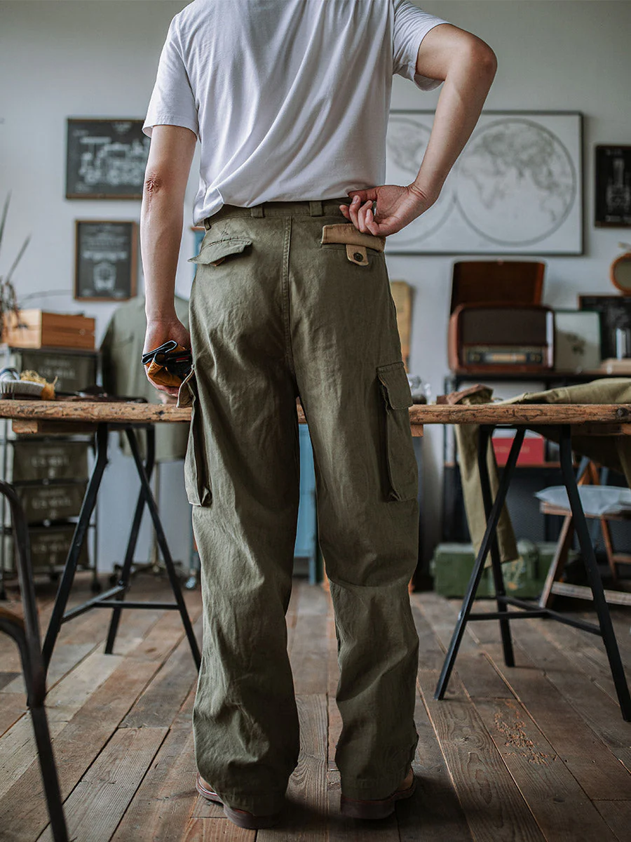 Ibrahim - Pantaloni Militari M-47 In Twill a Spina Di Pesce - Image 5